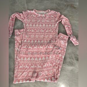 Posh Peanut pink long sleeve pajamas, size 7-8
